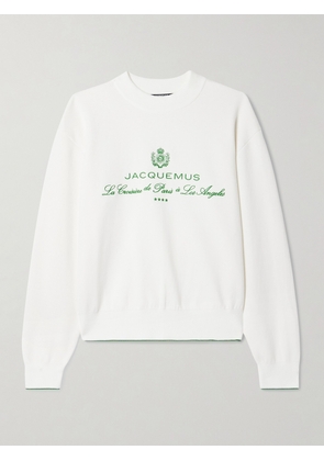 Jacquemus - Venice Embroidered Cotton-blend Jersey Sweatshirt - White - FR 34,FR 36,FR 38,FR 40,FR 42,FR 44,FR 46