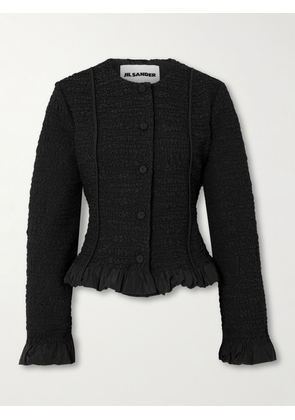 Jil Sander - Ruffled Smocked Twill Jacket - Black - FR 30,FR 32,FR 34,FR 36,FR 38,FR 40,FR 42,FR 44