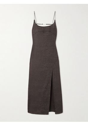 Jacquemus - Notte Embellished Croc-effect Crepe Midi Dress - Brown - FR 34,FR 36,FR 38,FR 40,FR 42,FR 44,FR 46
