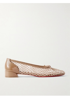 Christian Louboutin - Sweetie Jane 20 Patent Leather-trimmed Crocheted Ballet Flats - Neutrals - IT36,IT36.5,IT37,IT37.5,IT38,IT38.5,IT39,IT39.5,IT40,IT40.5,IT41,IT41.5,IT42