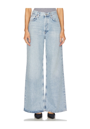 AGOLDE Dame High Rise Wide Leg Jeans in Denim-Light. Size 27. Also in 29, 30.