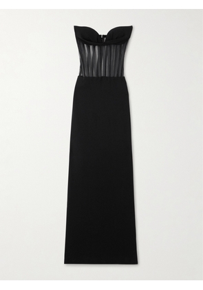 MÔNOT - Strapless Mesh-paneled Crepe Gown - Black - IT36,IT38,IT40,IT42,IT44