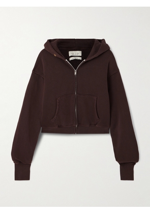 Les Tien - Zendaya Cropped Cotton-jersey Hoodie - Brown - x small,small,medium,large,x large