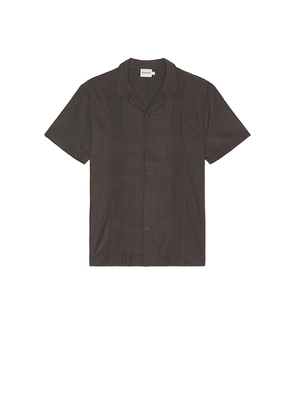 Bound Striker Pleated Bowling Shirt in Charcoal. Size L. Also in M, S.
