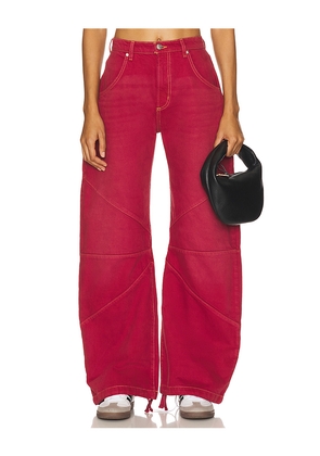 EB Denim Frederic Barrel Wide Leg Jeans in Red. Size 24. Also in 28.