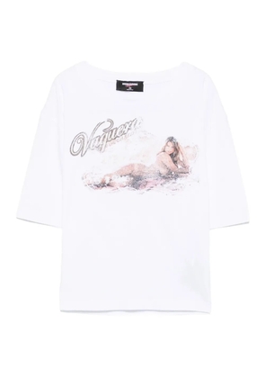 DSQUARED2 graphic-print cotton top - White