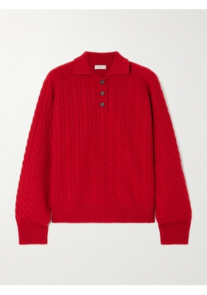 Brunello Cucinelli - Cable-knit Cashmere Polo Sweater - Red - xx small,x small,small,medium,large,x large,xx large