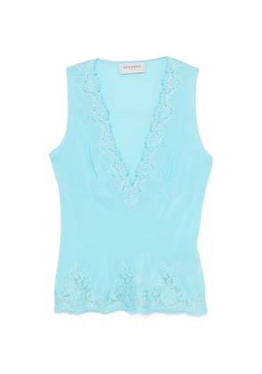 ERMANNO FIRENZE lace-detail V-neck top - Blue