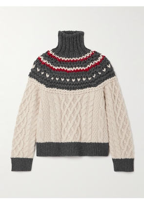 Brunello Cucinelli - Cable-knit Cashmere Turtleneck Sweater - Neutrals - xx small,x small,small,medium,large,x large