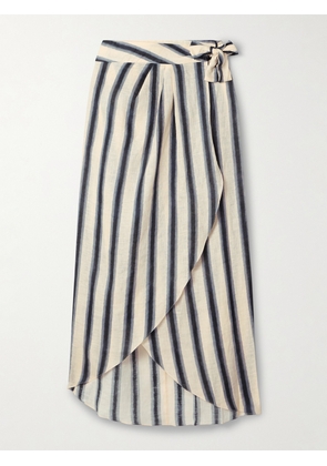 Johanna Ortiz - Waves Of Destiny Wrap-effect Pleated Striped Linen Pareo - Ecru - US0,US2,US4,US6,US8,US10,US12
