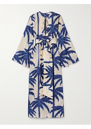 Johanna Ortiz - Sotaviento Belted Printed Cotton-voile Midi Dress - Blue - US0,US2,US4,US6,US8,US10,US12