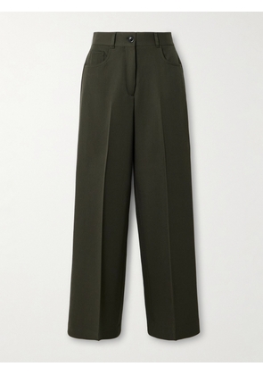 Purdey - Seymour Pleated Wool-twill Wide-leg Pants - Green - UK 6,UK 8,UK 10,UK 12,UK 14,UK 16