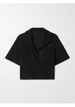 Johanna Ortiz - Misty Hem Cropped Cotton-terry Shirt - Black - x small,small,medium,large,x large