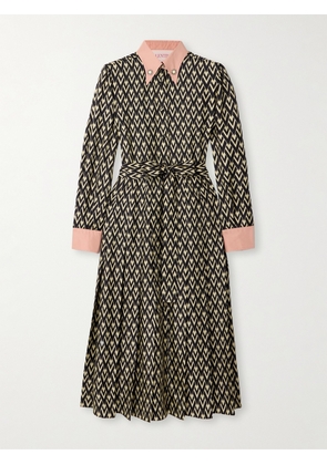 Valentino Garavani - Embellished Belted Printed Silk-twill Midi Shirt Dress - Black - IT36,IT38,IT40,IT42,IT44,IT46,IT48,IT50