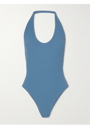 Lido - Ventitre Ribbed Halterneck Swimsuit - Blue - x small,small,medium,large,x large