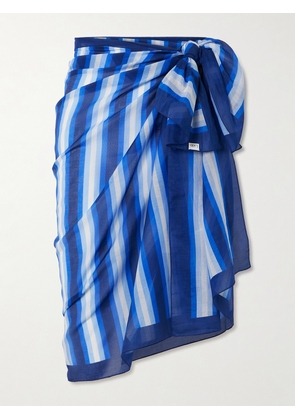 Lido - Striped Cotton And Silk-blend Voile Pareo - Blue - One size