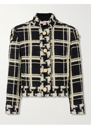 Valentino Garavani - Cropped Checked Wool-blend Tweed Jacket - Black - IT36,IT38,IT40,IT42,IT44,IT46,IT48,IT50