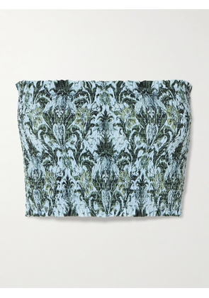 Faithfull - Elisa Shirred Printed Recycled Bikini Top - Blue - x small,small,medium,large,x large,xx large