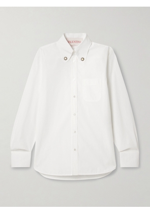Valentino Garavani - Embellished Cotton-poplin Shirt - White - IT36,IT38,IT40,IT42,IT44,IT46,IT48,IT50