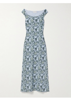 Faithfull - Bessin Floral-print Linen Midi Dress - Blue - x small,small,medium,large,x large,xx large