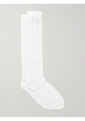 Valentino Garavani - Embellished Pointelle-knit Cotton Socks - White - S/M,L/XL