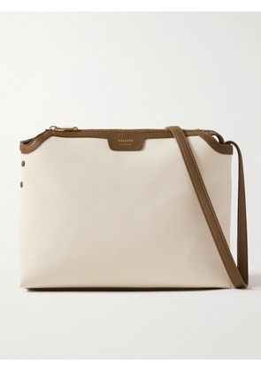 KHAITE - Lina Medium Textured Leather-trimmed Canvas Shoulder Bag - Cream - One size