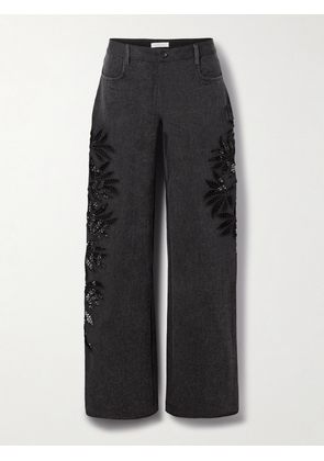 Diotima - Stulla Crochet-trimmed Mid-rise Straight-leg Jeans - Black - 1,2,3,4