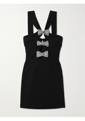 Rebecca Vallance - Eliana Cutout Bow And Crystal-embellished Stretch-cady Mini Dress - Black - UK 4,UK 6,UK 8,UK 10,UK 12,UK 14