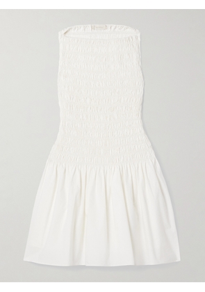 Faithfull - Noa Shirred Cotton-poplin Mini Dress - White - x small,small,medium,large,x large,xx large