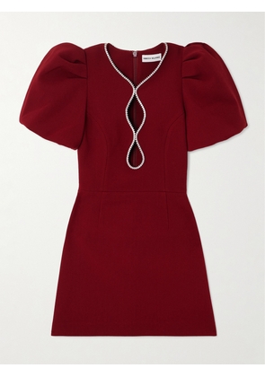 Rebecca Vallance - Estella Crystal-embellished Cutout Cady Mini Dress - Burgundy - UK 4,UK 6,UK 8,UK 10,UK 12,UK 14
