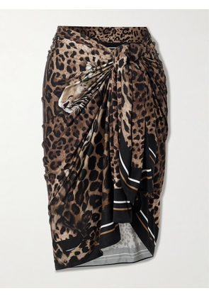 Dolce & Gabbana - Leopard-print Silk Pareo - Animal print - One size