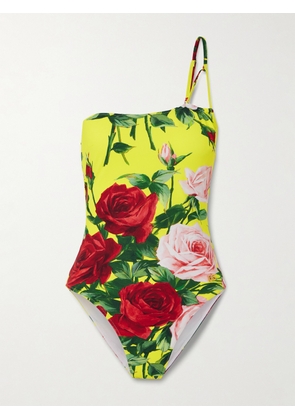 Dolce & Gabbana - One-shoulder Floral-print Swimsuit - Green - 1,2,3,4,5