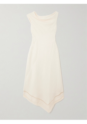 Faithfull - Alva Asymmetric Lace-trimmed Woven Midi Dress - Neutrals - x small,small,medium,large,x large,xx large