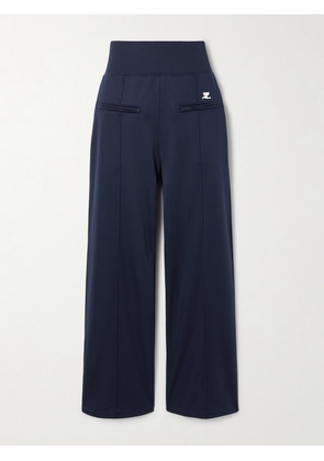 COURREGES - Interlock Appliquéd Jersey Wide-leg Track Pants - Blue - x small,small,medium,large,x large,xx large
