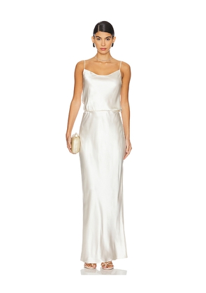 EAVES Yarden Silk Maxi Dress in Ivory. Size L. Also in M, S.