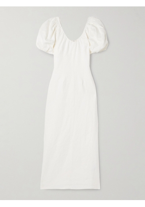 Faithfull - Vence Gathered Linen Midi Dress - White - x small,small,medium,large,x large,xx large