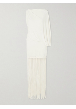 Faithfull - Colmar One-sleeve Fringed Draped Stretch-jersey Dress - White - x small,small,medium,large,x large,xx large