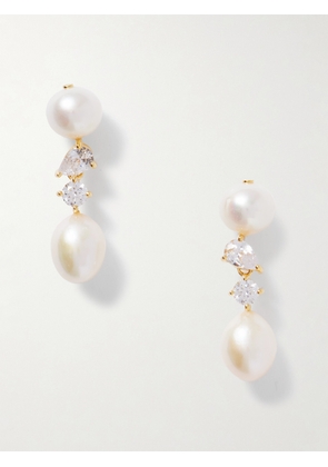 Completedworks - Gold-plated, Pearl And Cubic Zirconia Earrings - One size