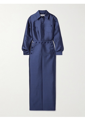 Christopher John Rogers - Sailor Silk And Wool-blend Duchesse-satin Maxi Dress - Blue - US2,US4,US6,US8,US10,US12,US14