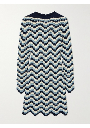 ESCVDO - Victoria Crocheted Cotton Mini Dress - Blue - x small,small,medium,large,x large