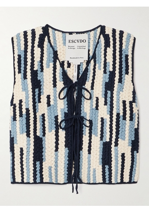 ESCVDO - Anadara Striped Crocheted Organic Cotton Vest - Blue - x small,small,medium,large,x large