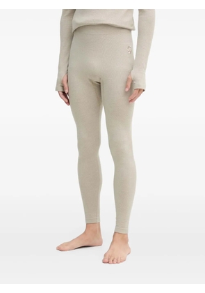 BOSS embroidered ribbed leggings - Neutrals