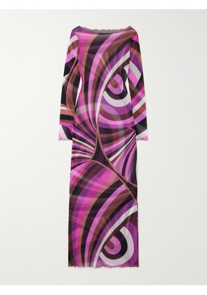 PUCCI - Crystal-embellished Printed Tulle Maxi Dress - Pink - IT38,IT40,IT42,IT44,IT46,IT48