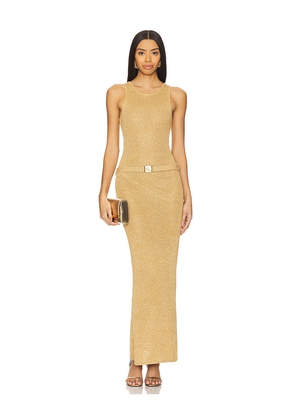 ASTA RESORT Natalia Belted Dress in Metallic Gold, yellow. Size M. Also in L, XS.
