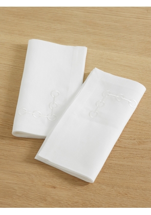 AQUAZZURA CASA - Riviera Set Of Two Embroidered Linen Napkins - White - One size