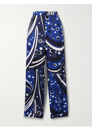 PUCCI - Printed Silk-twill Straight-leg Pants - Blue - x small,small,medium,large