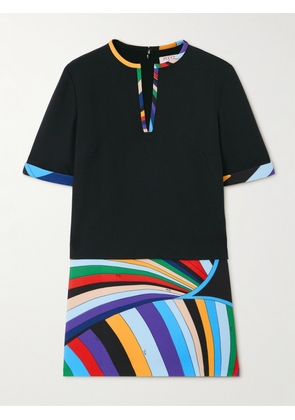 PUCCI - Paneled Printed Cady Mini Dress - Black - IT38,IT40,IT42,IT44,IT46