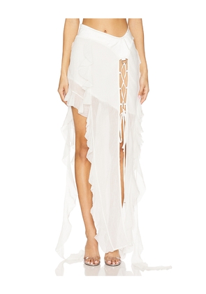 AMOR MIA Tear Maxi Skirt in White. Size M. Also in S.