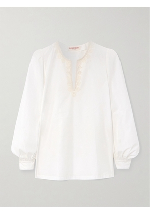 Emporio Sirenuse - Vera Embroidered Cotton-blend Shirt - White - IT38,IT40,IT42,IT44,IT46,IT48,IT50