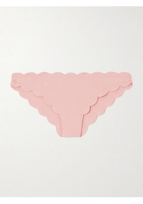 Marysia - Antibes Scalloped Recycled-seersucker Bikini Briefs - Pink - xx small,x small,small,medium,large,x large,xx large